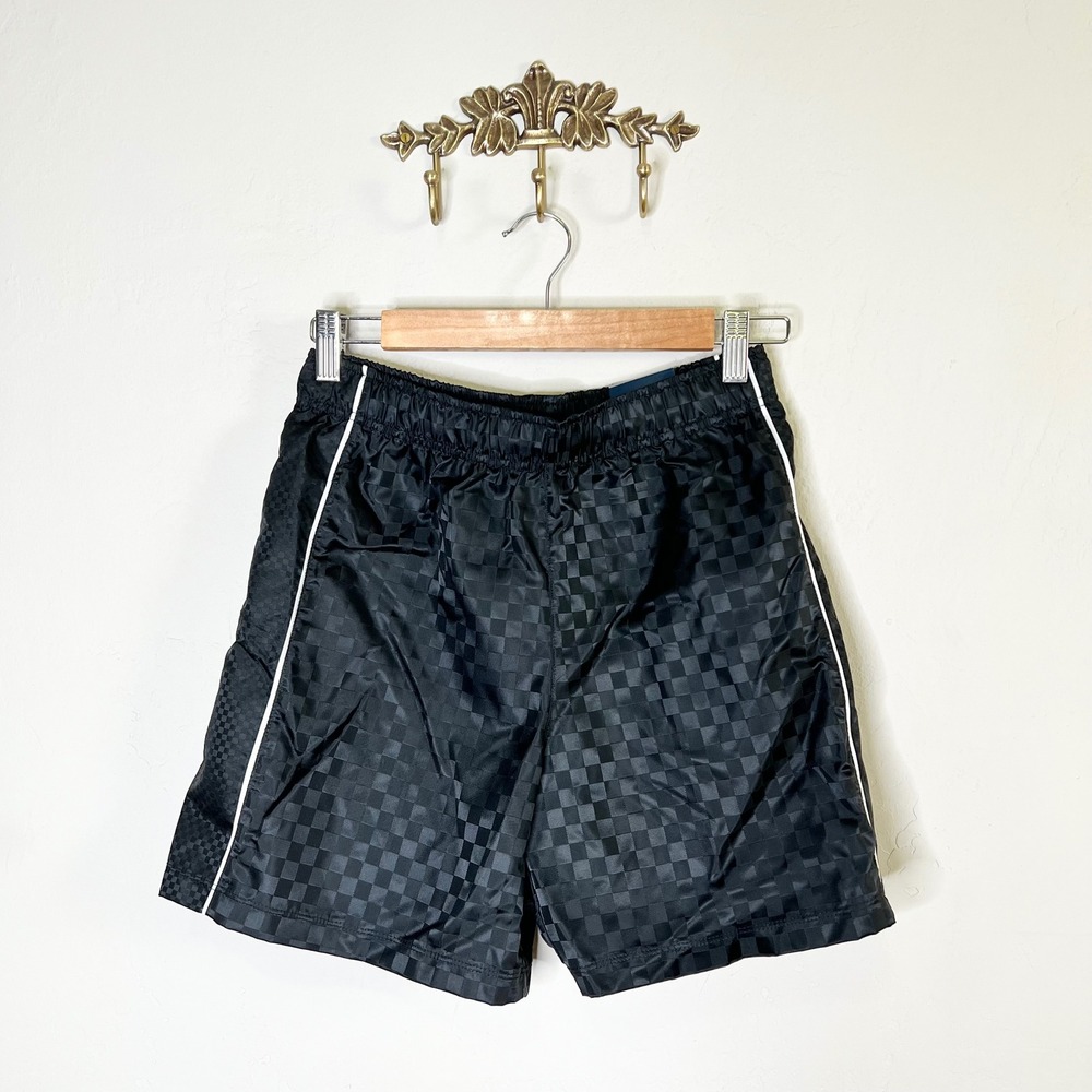 DSG Woven Soccer Short Boys Size Large 14-16 Pure Black Checkered Athletic New